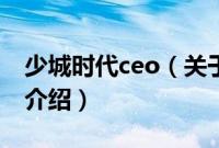 少城时代ceo（关于少城时代ceo的基本详情介绍）