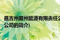 昌吉州庭州能源有限责任公司(关于昌吉州庭州能源有限责任公司的简介)