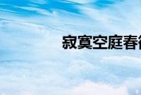 寂寞空庭春欲晚播放量多少