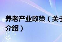 养老产业政策（关于养老产业政策的基本详情介绍）