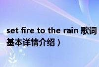 set fire to the rain 歌词（关于set fire to the rain 歌词的基本详情介绍）