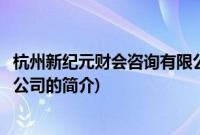 杭州新纪元财会咨询有限公司(关于杭州新纪元财会咨询有限公司的简介)