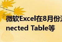 微软Excel在8月份添加了新的Power BI Connected Table等